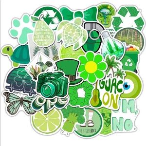 Waterproof Stickers -50pcs Green Vynil Stickers
